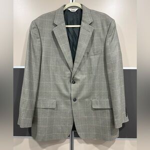 Pronto Uomo Men's 44R Light Gray Sport Coat Blazer Jacket Silk Wool Windowpane